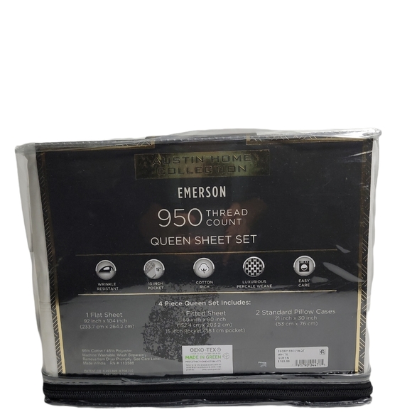 Austin Home Collection Emerson QUEEN SHEET SET 950 Thread Count New - Picture 3 of 7
